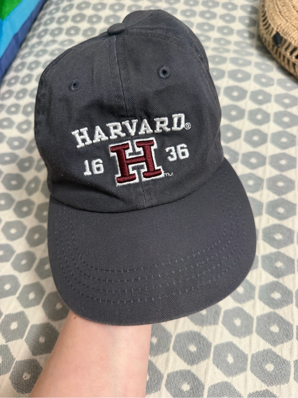 Harvard University Embroidered 'H' Cotton Baseball Cap - Charcoal 1636